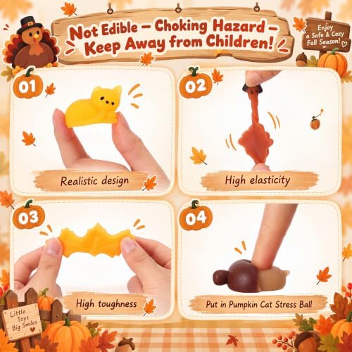 Thenshop 30 Pcs Thanksgiving Fall Soft Balls Bulk 6 Style Party Favors