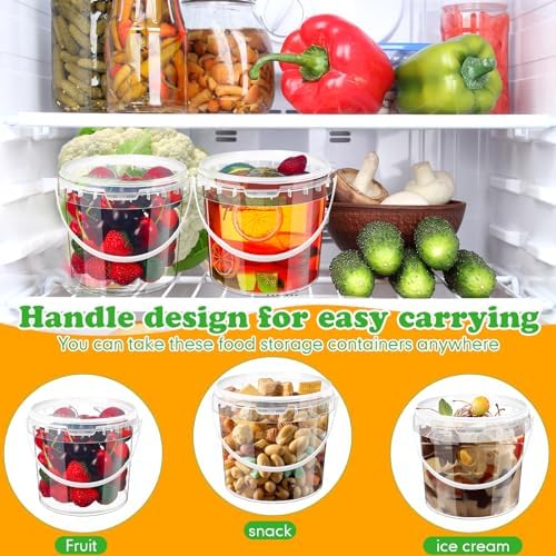 Funnymoom 20 Pack 48 oz Clear Buckets with Lids and Handles