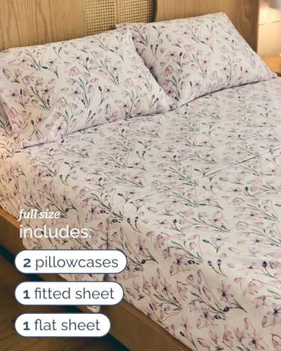 Full 4 Piece Boho Botanical Floral Sheet Set - Breathable & Cooling - Iris