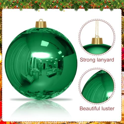 Jerify 2 Pcs 12" Large Christmas Ball Ornaments,Green