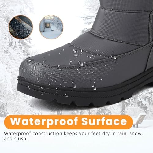 todaysunny Mens Snow Boots Waterproof Womens Winter Boots Fur Lined Warm Lightweight Mid-Calf Casual Outdoor Cold Weather Shoes Unisex