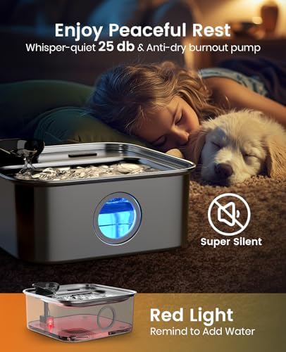 oneisall 10L/2.6Gal Dog Water Fountain for Large Dogs (with 11 Filters)