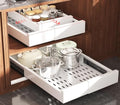 Seinloes Pull Out Cabinet Organizer,4-Side Expandable to Maximize Cabinet Space,Slide Out Drawers with 3 Rail Design,Roll Out Shelf with Raising Pad for Framed Cabinet,11"-16"W x 17"-24"D,White,2 Pack