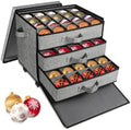 Lukeline Christmas Ornament Storage Box with Wheels, Stackable Christmas Ornament Organizer with 3 Drawer Trays, Openable Ornament Organizer for Storing Decorations, Portable Christmas Ball Box