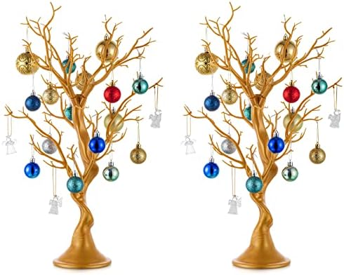 NUPTIO Gold Christmas Tree, 22.8 Inch Artificial Display Branch, 2 Pcs
