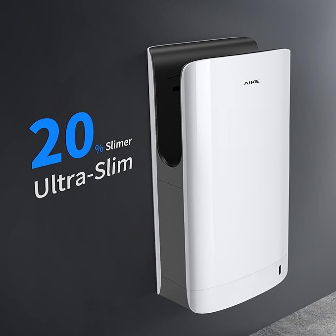 AIKE HEPA Filtered Vertical Hand Dryer Slim, 110-130V White Model AK2065
