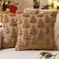 MIULEE Christmas Throw Pillow Covers Brown Christmas Decorations Set of 2 Xmas Tree 18x18 Pillow Covers Soft Plush Faux Wool Pillowcases Holiday Festivals Winter Home Decor Sofa Couch Bed Porch