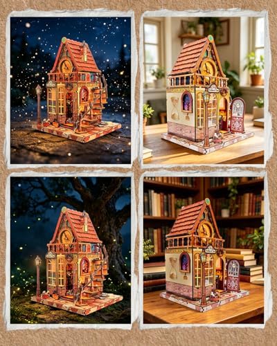 OZJAY Halloween Miniature House Kit, 3D Wooden Puzzles for Adults