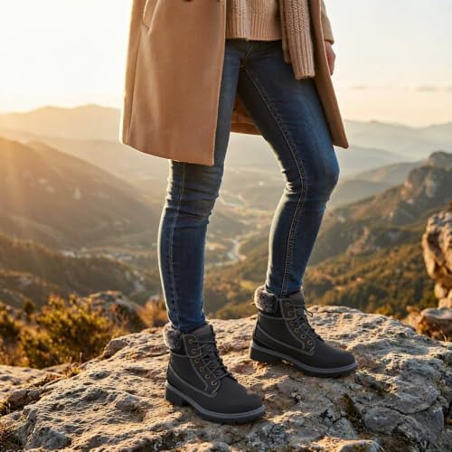 COTTIMO Womens Snow Hiking Winter Boots Casual Fur Lined Fashion Boots