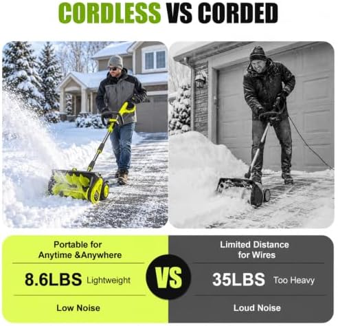 Litekon 80V Brushless Cordless Snow Shovel, 18-Inch Electric Snow Blower with 2X 4.0Ah Batteries Snow Removal with 30FT Throw Distance for Patio, Deck, Driveway,Green