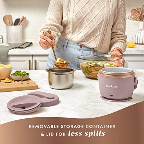 Crock-Pot 20oz Portable Electric Food Warmer, Personal Lunch Box Keeps Food Spill-Free & Warm, Ideal for Travel, Work, School, Car, On-the-Go, Dishwasher-Safe, Giftable, Blush Pink (Pack of 4)