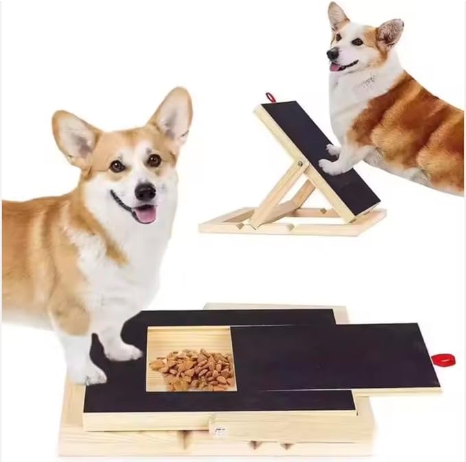 Dog Nail Scratch Board - with Treat Draw- Dog Scratch Pad for Nails – Durable Wooden Nail Filing Board with Treat Drawer (All Breeds, Adjustable)