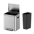 Takywep 2x9.5 Gallon Stainless Steel Trash Can with Soft-Close Lid & Foot Pedal, Rectangular Recycling Bin with 2 Removable Buckets for Kitchen, Office, Home Waste Separation