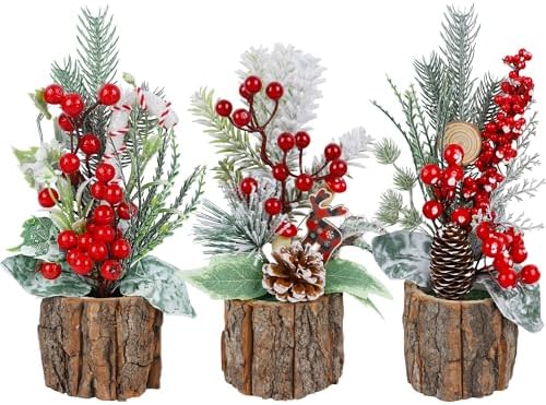winemana Mini Christmas Trees Table Decorations for Indoor Office, 3 Pack