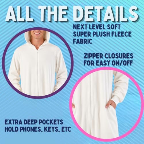 Funziez! Slim Fit Adult Onesie - Animal Costume - Plush Unisex Halloween One Piece Cosplay Suit for Women and Men