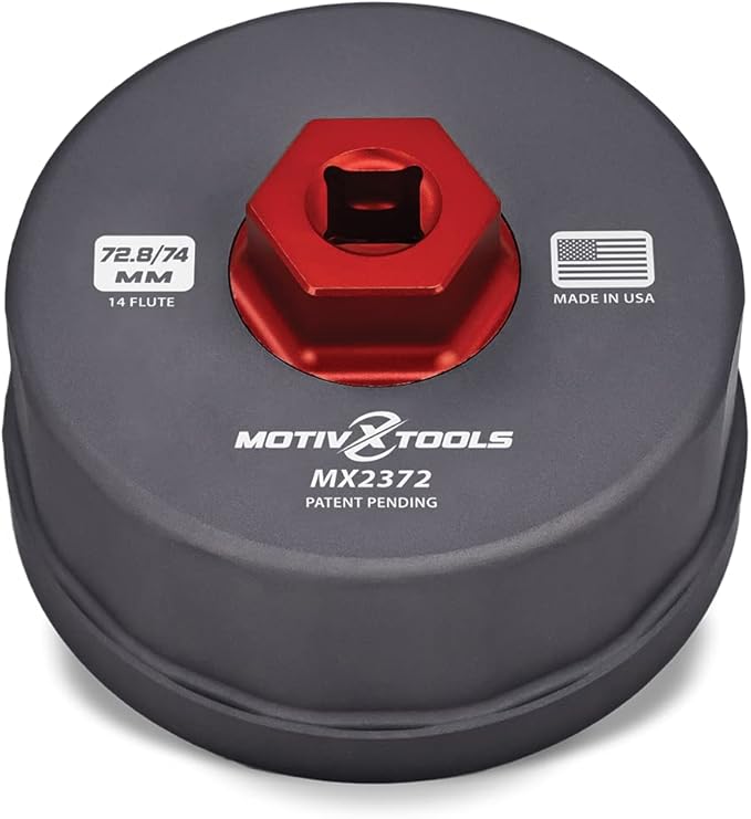 Motivx Tools MX2372-US 72.8mm/74mm 14 Flute Precision CNC Machined Oil Filter Wrench - Compatible With Toyota, Motorcraft, STP & Bosch Filters