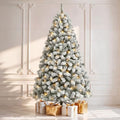 DWVO 6ft Prelit Snow-Flocked Artificial Pine Christmas Tree with Remote