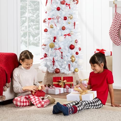Best Choice Products White Pencil Christmas Tree 9ft Unlit Slim Decoration Without Lights, Skinny Premium Holiday Decor, Metal Stand, Easy Assembly