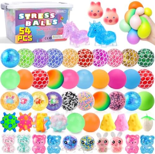 54 Pack Stress Balls, Squishy Balls, Squeeze Balls for Adults