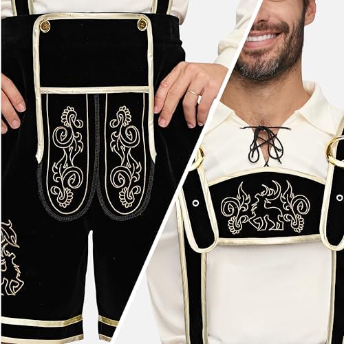 Spooktacular Creations Lederhosen Men Oktoberfest Outfit Costume, Halloween German Bavarian Costume for Adults Beer Festival