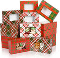 Tenceur 60 Pcs Christmas Cookie Box Window,8.7 x 5.8 x 2.8'',Tartan