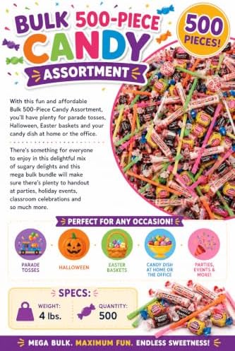 Fun Express Bulk Candy Variety Packs, 4 LB, 500 Pcs