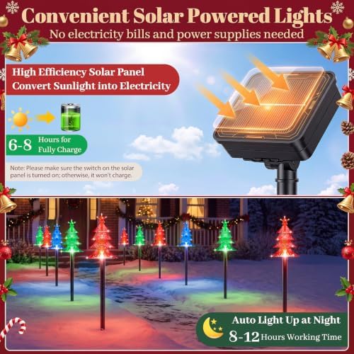 TOWPONICS Solar Christmas Lights Outdoor Pathway Decorations, 5 PCS