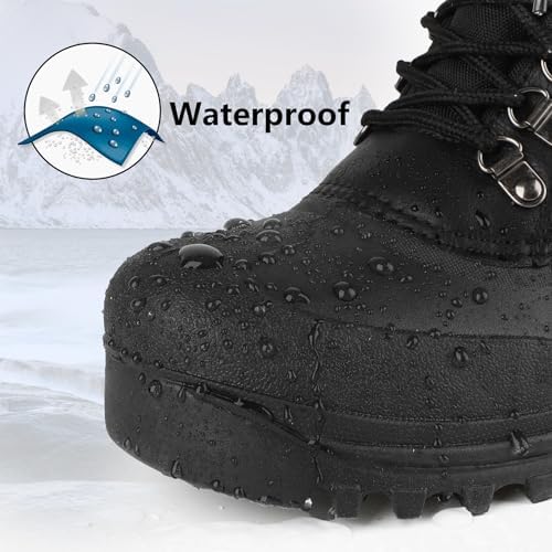 riemot Women's Men's Winter Ankle Boots Waterproof Outdoor Snow Boot Warm Fur Lined Comfortable Non-slip Lace-up Booties for Walking Hiking Trekking Camping Skiing US5-14