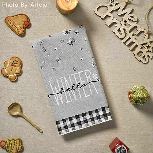 Artoid Mode Black Snowman Christmas Kitchen Towels Set of 4 18x26 Inch