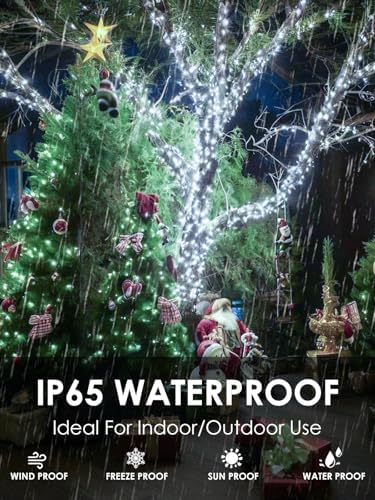 Solar Christmas Lights Outdoor 4 Pack 152FT 400LED String Lights Cool White