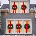 Roowest 6 Pack 12'' Christmas Window Wreaths Decorations & Red Velvet Bow