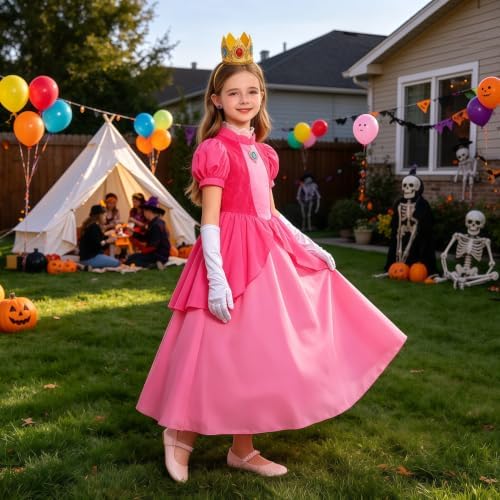 Royal Princess Costume Kids Girls Halloween Costumes with Wig Accessories