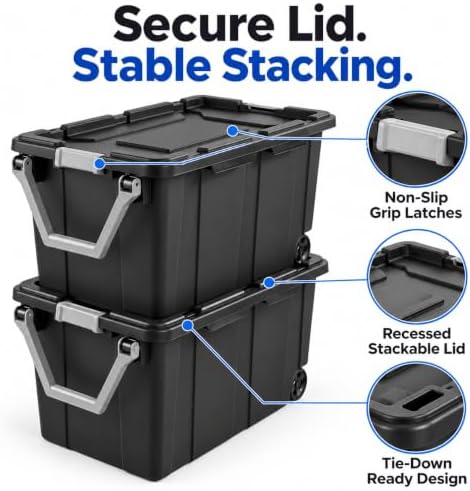 40 Gallon Wheeled Storage Bin with Lid, Extra Large Plastic Tote