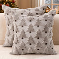 Allorry Christmas Pillow Covers 16x16 inch Set of 2 Grey Christmas Decorations Soft Plush Faux Fur Wool Christmas Tree Throw Pillow Cases Winter Holiday Decor for Sofa Living Room PT002I16