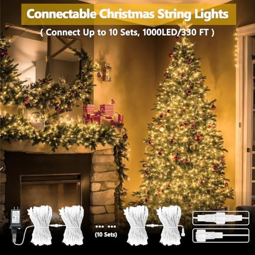 100 LED Connectable String Lights, 33FT Christmas Lights Outdoor Indoor
