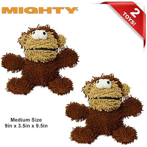 MIGHTY® 2 Pack Microfiber Medium Monkey Dog Toys | Ultra Durable Plush Toy with Multiple Layers & Reinforced Seams , Washable and Floats , Mighty® Construction