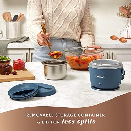 Crock-Pot 20oz Portable Electric Food Warmer, Personal Lunch Box Keeps Food Spill-Free & Warm, Ideal for Travel, Work, Car, On-the-Go, Dishwasher-Safe, Giftable, Faded Blue