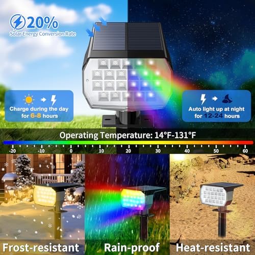 WENATY Solar Spot Lights Outdoor Waterproof, Solar Spotlights, 6 Packs, RGB