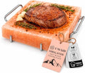 UMAID Himalayan Salt Block Cooking Plate 8x8x1.5 – Food Grade Pink Himalayan Salt Stone for Cooking, Salt Block for Grilling, Serving & Food Presentation – Includes Stainless Steel Tray & Recipe Booklet – Unique Gifts for Men & Women