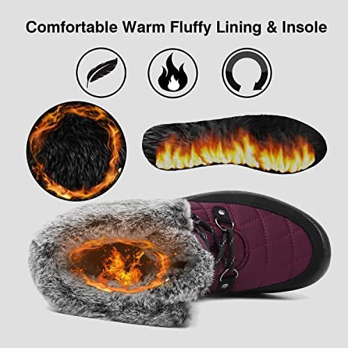 JSWEI Winter Boots for Women - Soft Comfortable Faux Fur Mid Calf Winter Snow Boots Totes Boots Lace up Snow Boots Winter Boots with Insulated Black for Outdoor