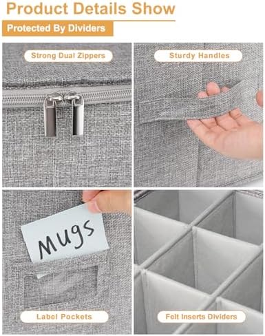 punemi Mug Storage Organizer, 2-Pack Hard Shell Boxes for Packing & Moving