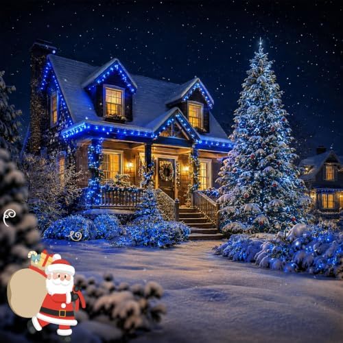 OZS Connectable 2-Pack 164Ft 400LED Christmas String Lights, Blue