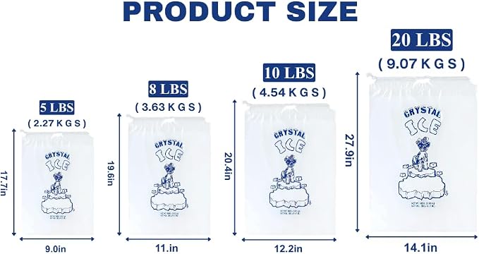 Infinite Pack Plastic Ice Bags 20 Lb. with Draw String Closure Pack 250
