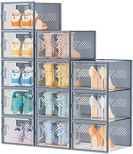 SIMPDIY XL Clear Shoe Storage Boxes, Stackable Shoe Organizer for Closet