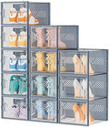 SIMPDIY XL Clear Shoe Storage Boxes, Stackable Shoe Organizer for Closet