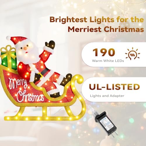 Penguin Sleigh Santa Outdoor Christmas Decoration with Timer&Remote Control