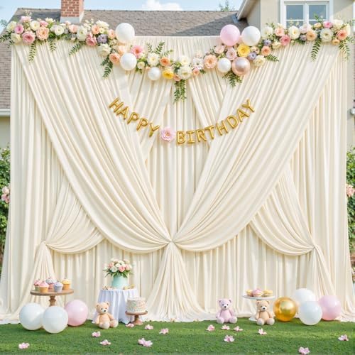 10x10 Champagne Backdrop Curtain for Parties Wedding Baby Shower Wrinkle Free Photo Curtains Backdrop Drapes Fabric Decoration for Bridal Shower 5ft x 10ft,2 Panels