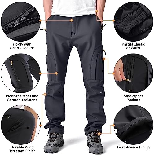 Men's hiking Snow Pants Skiing Winter Insulated Fleece lined Outdoor Water Repellent camping,walking,fishing