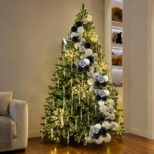 Roowest 4 Sets Large Christmas Ball Clusters Ornaments Black White Clear