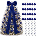 49 Pcs Royal Blue Christmas Tree Decoration Set with Velvet Bow Ball